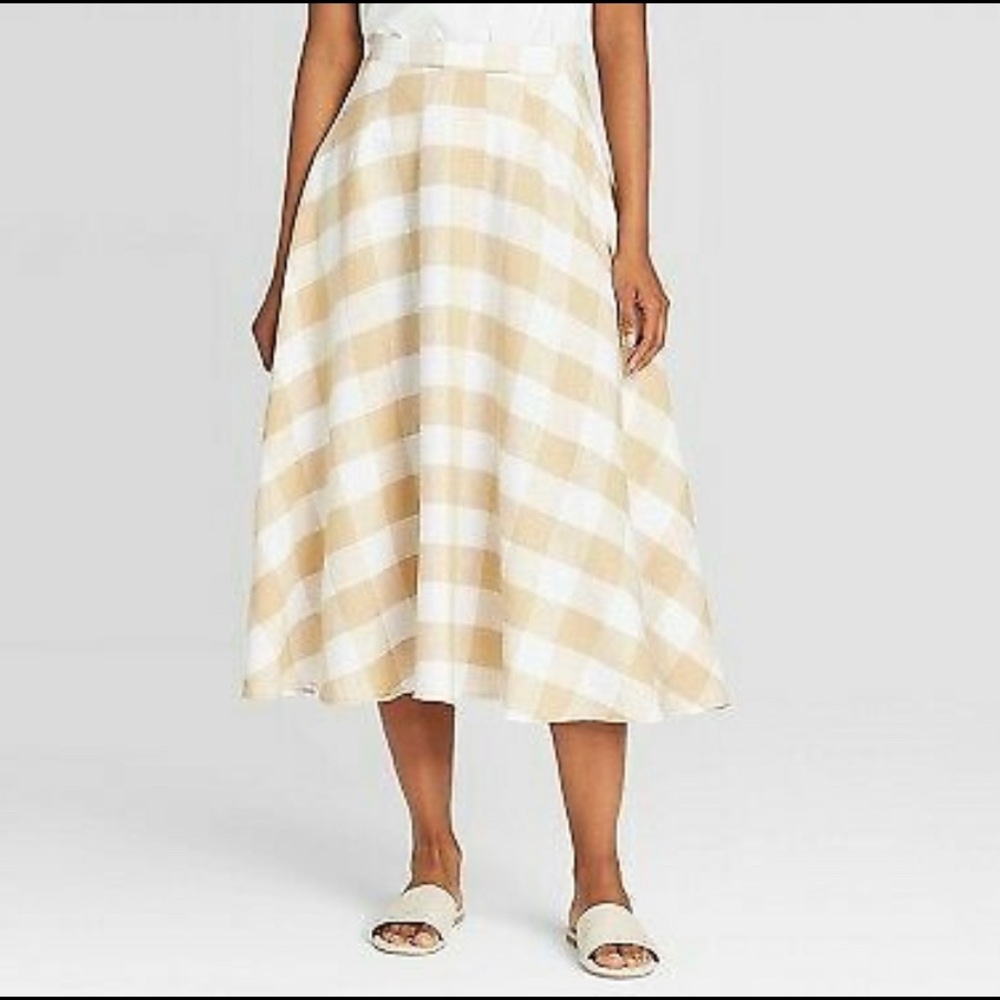 Who What Wear Gingham Long Length Skirt